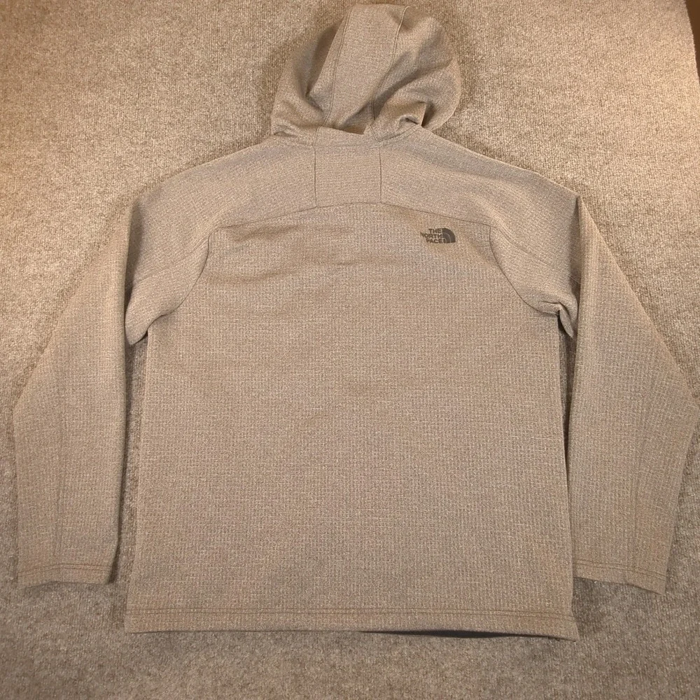 The North Face Mens‎ XL Grey Full Zip Waffle Hoodie Jacket Elbow Patches #2733